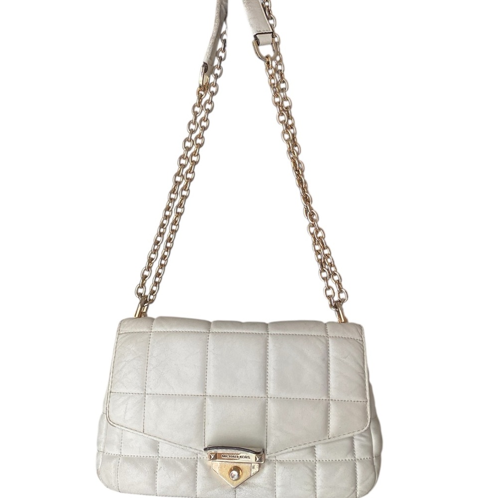 Michael Kors Gold Chain White Quilted Shoulder Bag